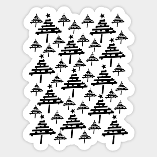 Black and White Christmas Tree Pattern Sticker